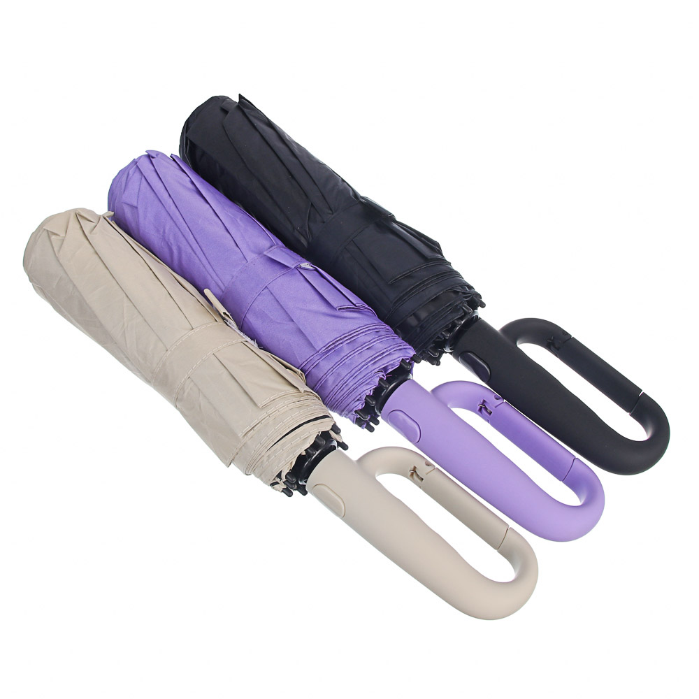 Зонт автомат, d104 см, 10 спиц, тройные спицы, антиветер, ручка-карабин, металл, п/э, UF, 4 цвета, арт.№ 302-411