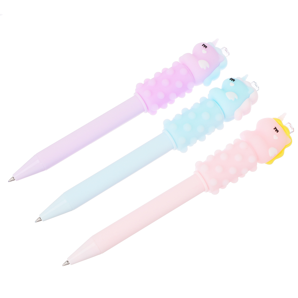 ClipStudio Ручка-массажер гелевая синяя,наконечник в форме единорога,3 цв. корпуса,14,7 см, пластик, арт.№ 591-186