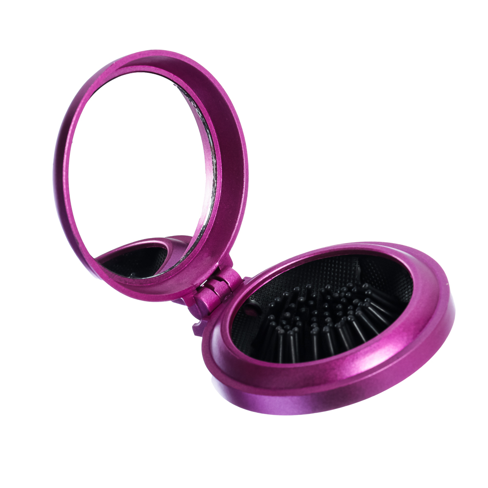 ЮНИLOOK Расческа дорожная с зеркалом, пластик, стекло, d6,5см, 3 цвета, арт.№ 319-161