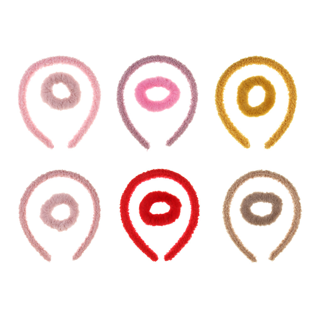 ЮНИLOOK Набор для волос 2 пр.: ободок 1,5см, резинка d6см, полиэстер, пластик, 6 цветов, ACS-115, арт.№ 323-043