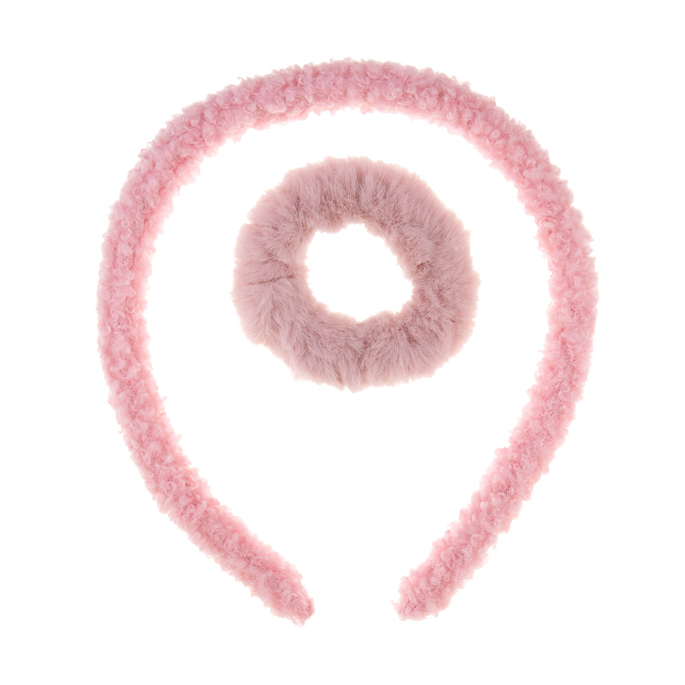 ЮНИLOOK Набор для волос 2 пр.: ободок 1,5см, резинка d6см, полиэстер, пластик, 6 цветов, ACS-115, арт.№ 323-043