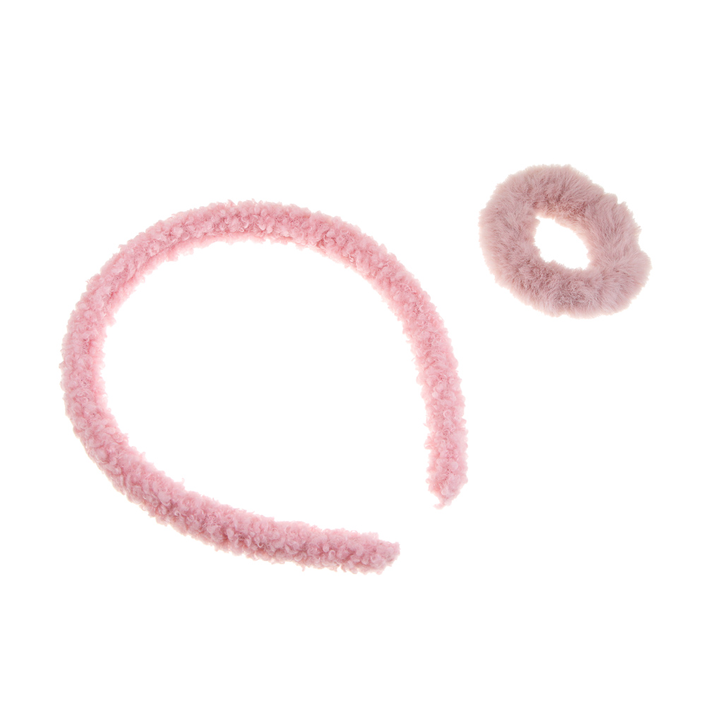 ЮНИLOOK Набор для волос 2 пр.: ободок 1,5см, резинка d6см, полиэстер, пластик, 6 цветов, ACS-115, арт.№ 323-043