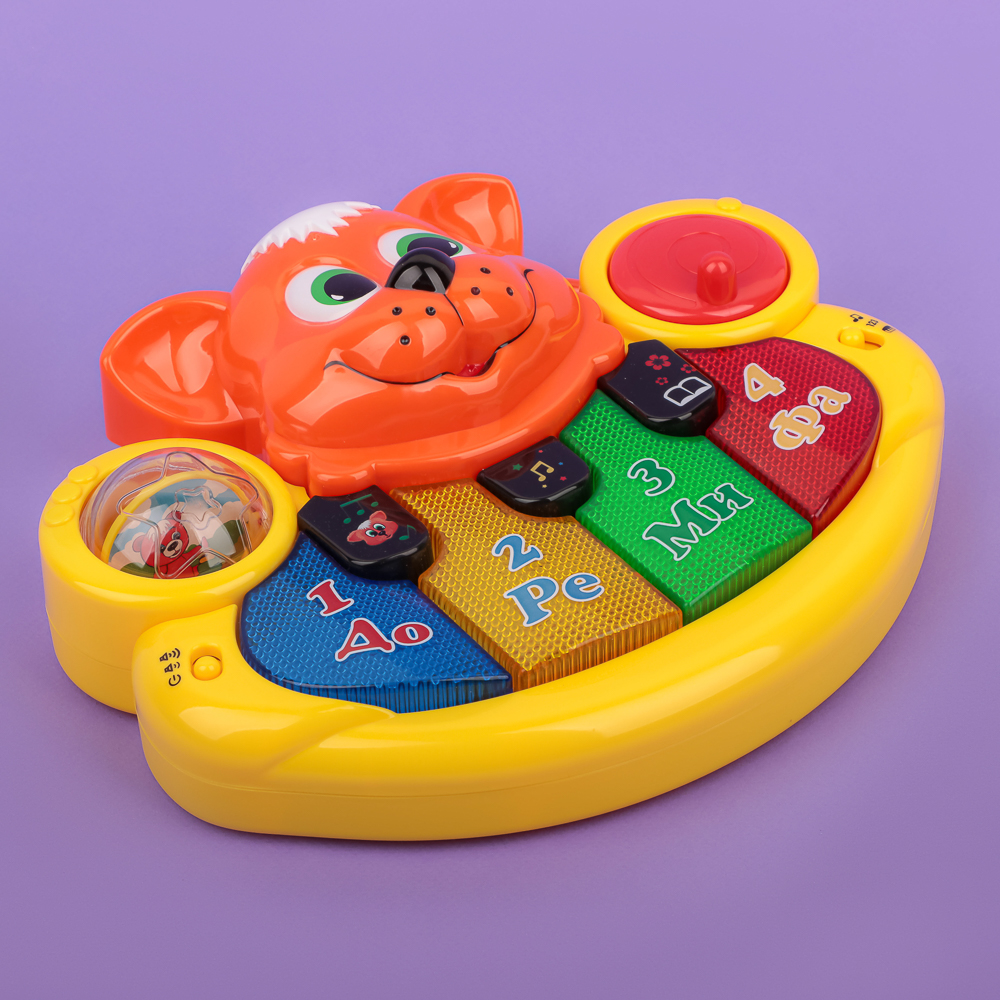 ИГРОЛЕНД Пианино обучающее "Рыжий Котик", ABS, 3хАА, свет, звук, 31х25х8см, арт.№ 272-703