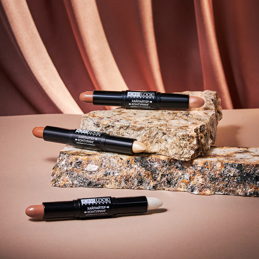 ЮНИLOOK Хайлайтер и контуринг кремовые 2в1 в стике, 8 гр, Тон 01, арт.№ 330-101