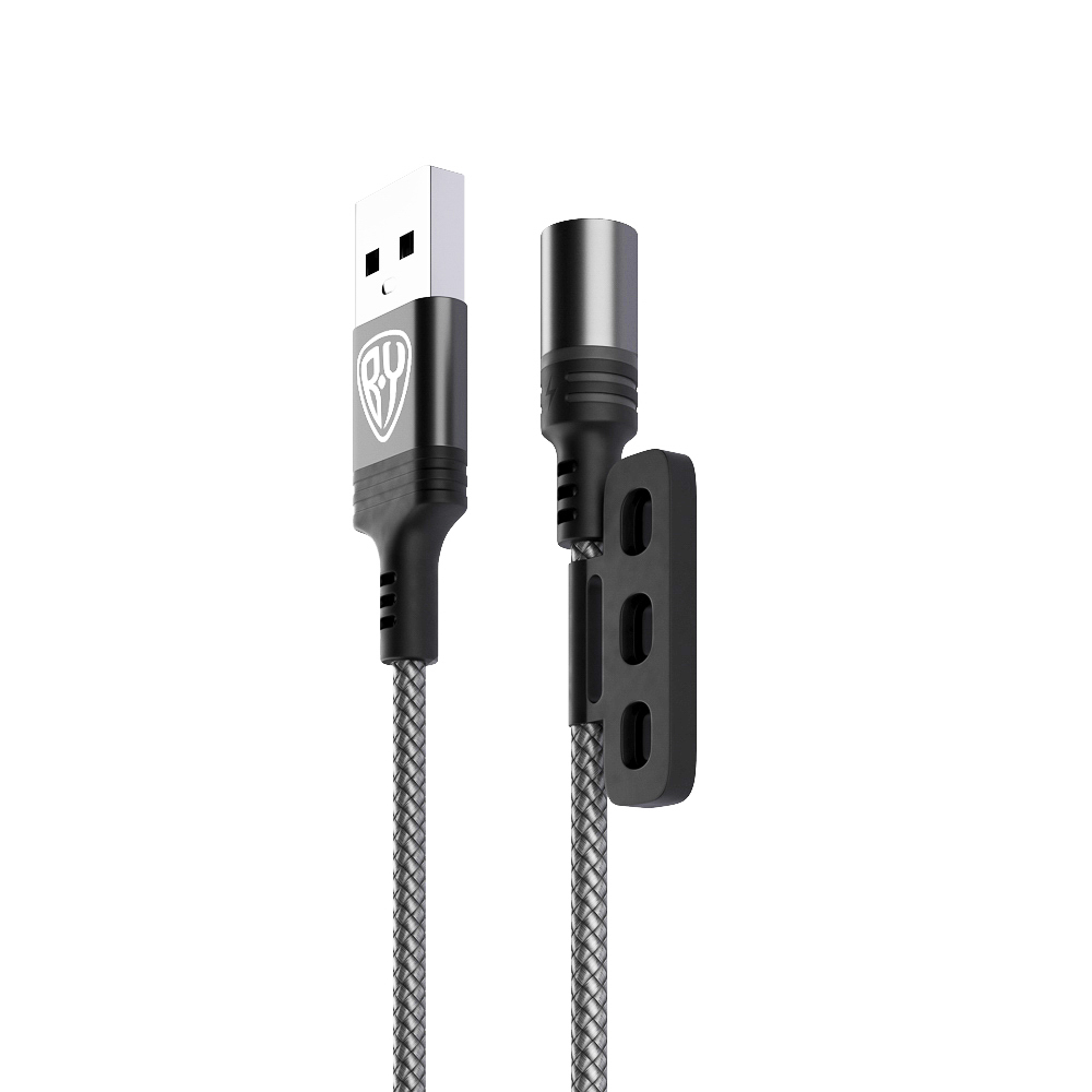 Кабель для зарядки 3в1 iP/microUSB/Type-C BY Магнитный, 1м, 2.1А, серый, арт.№ 931-216