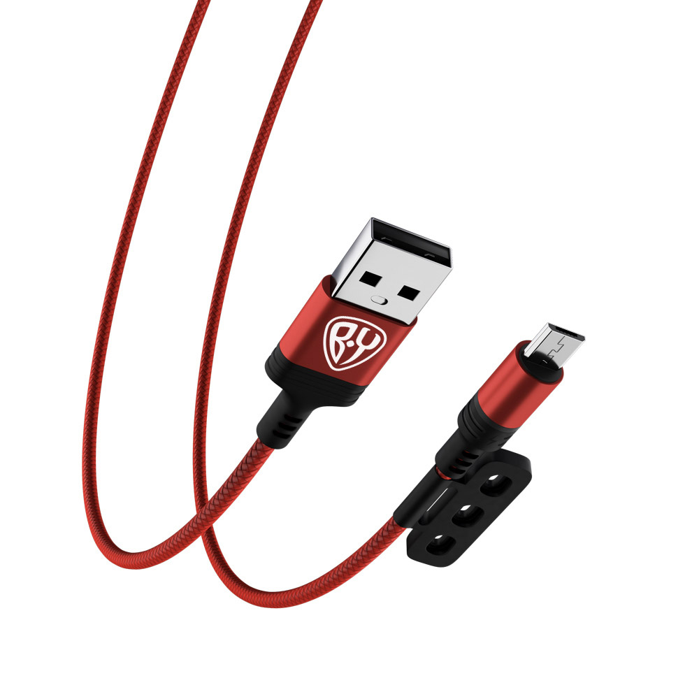 Кабель для зарядки 3в1 iP/microUSB/Type-C BY Магнитный, 1м, 2.1А, красный, арт.№ 931-215