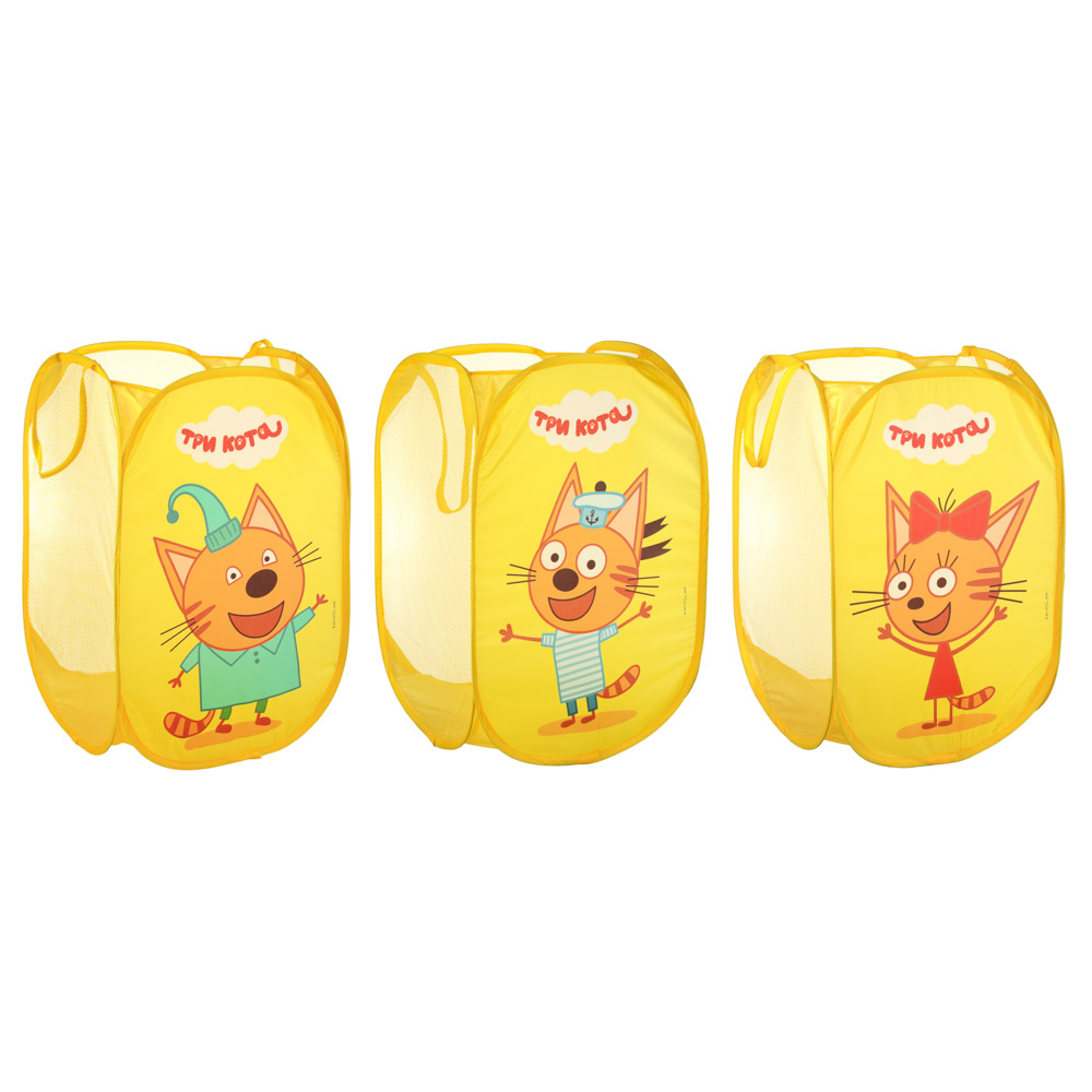ИГРОЛЕНД Корзина для игрушек раскладная с ручками "Три кота", полиэстер, 36х55х35см, 3 дизайна, арт.№ 272-667