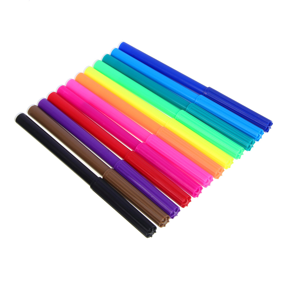 Фломастеры 12 цветов, "Футбол/Рэйсинг Тим", смываемые, цветной вентил. колпачок, цветная коробка, арт.№ 524-292