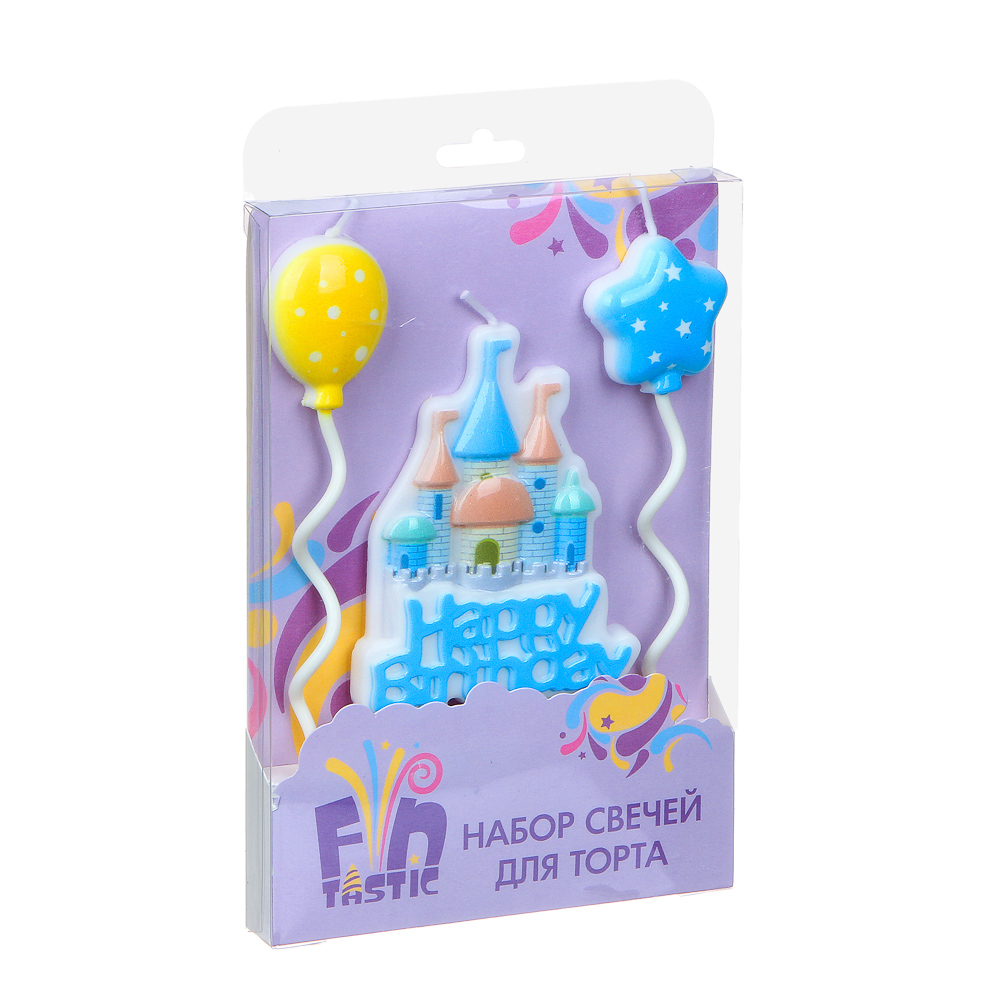 FNtastic Набор свечей для торта, с тортом, 16 см, 2 цвета, парафин, арт.№ 506-206