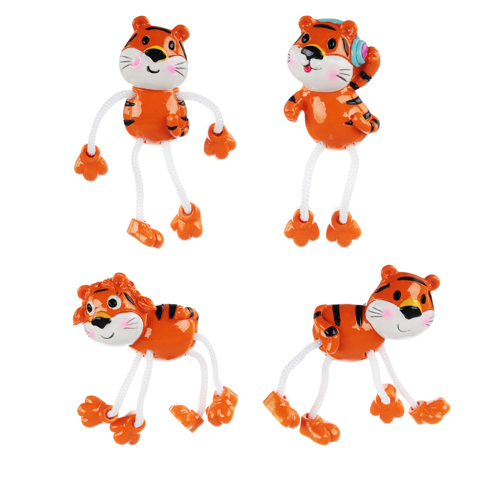 СНОУ БУМ Магнит с ножками, в форме тигра, полистоун, 4,5x1,5x9,5см, 4 дизайна, арт.№ 359-792