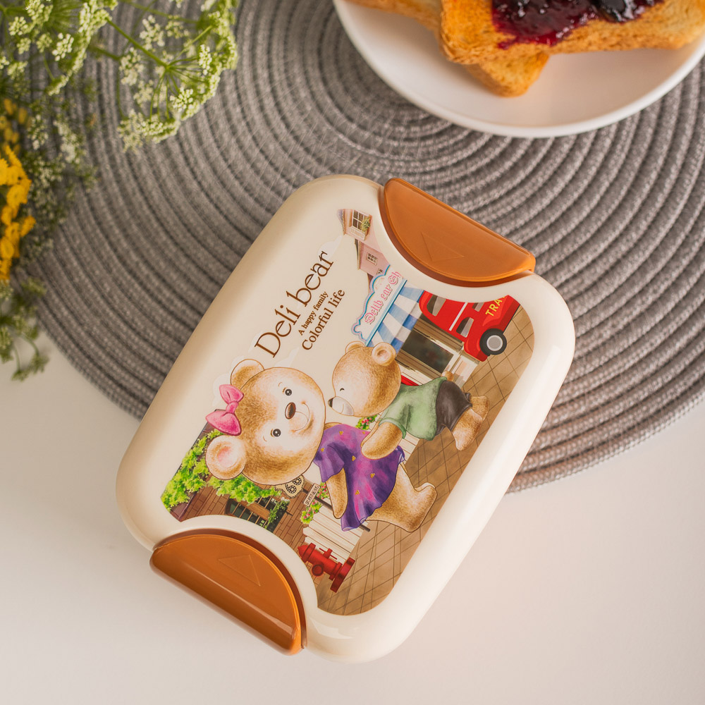 Ланчбокс с ложкой и вилкой "Медвежата", 500мл, полипропилен, арт.№ 829-204