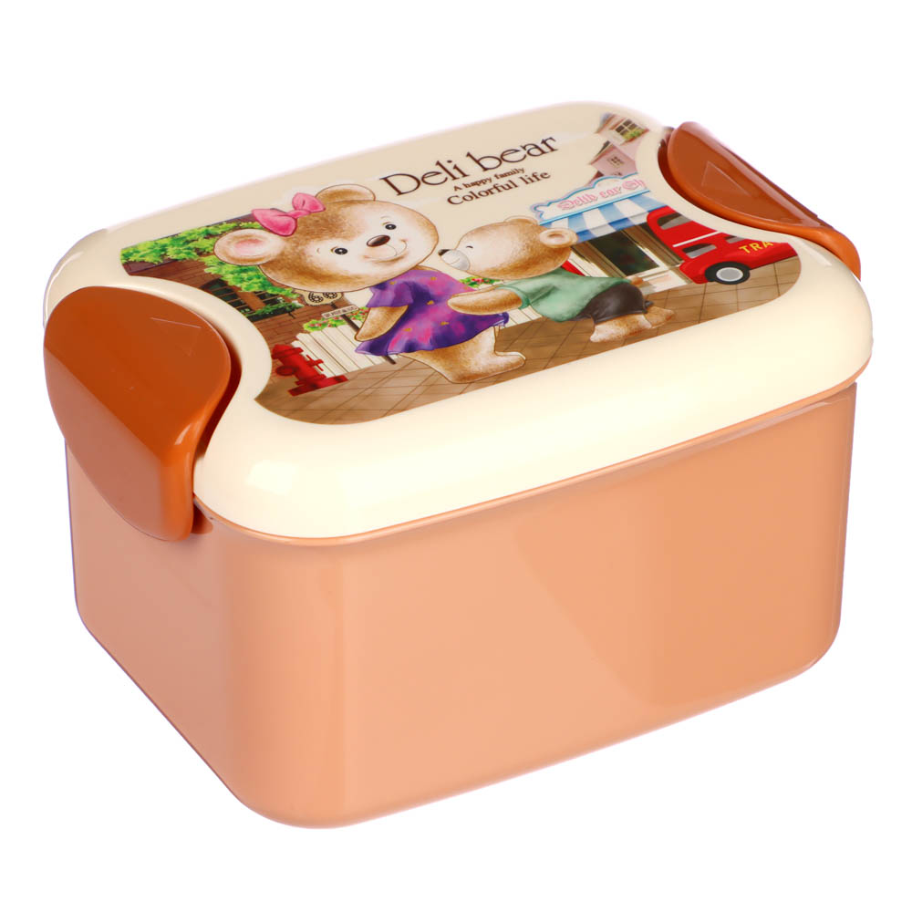 Ланчбокс с ложкой и вилкой "Медвежата", 500мл, полипропилен, арт.№ 829-204