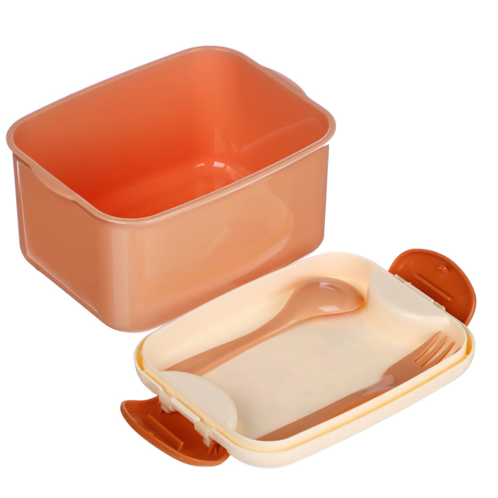 Ланчбокс с ложкой и вилкой "Медвежата", 500мл, полипропилен, арт.№ 829-204