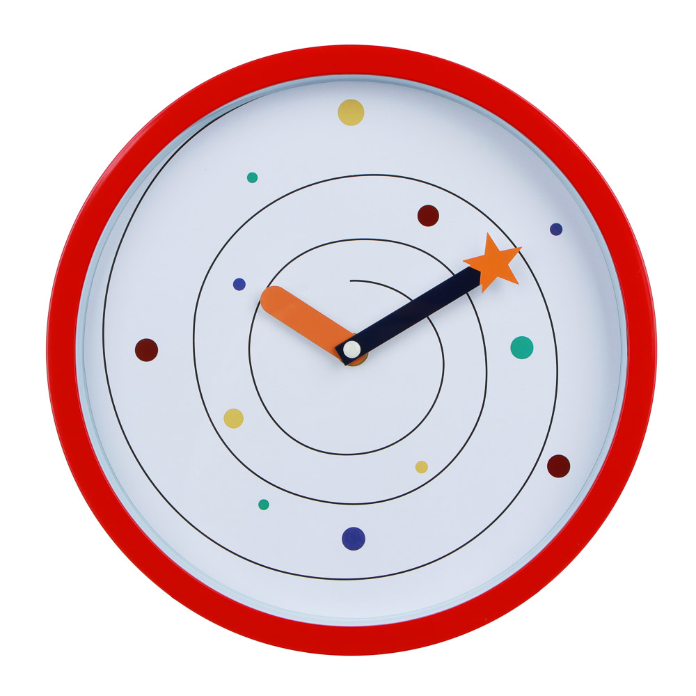 LADECOR CHRONO Часы настенные круглые, пластик, 25,4х25,4х4,2 см, 1xАА, красные, арт.2-18, арт.№ 581-249