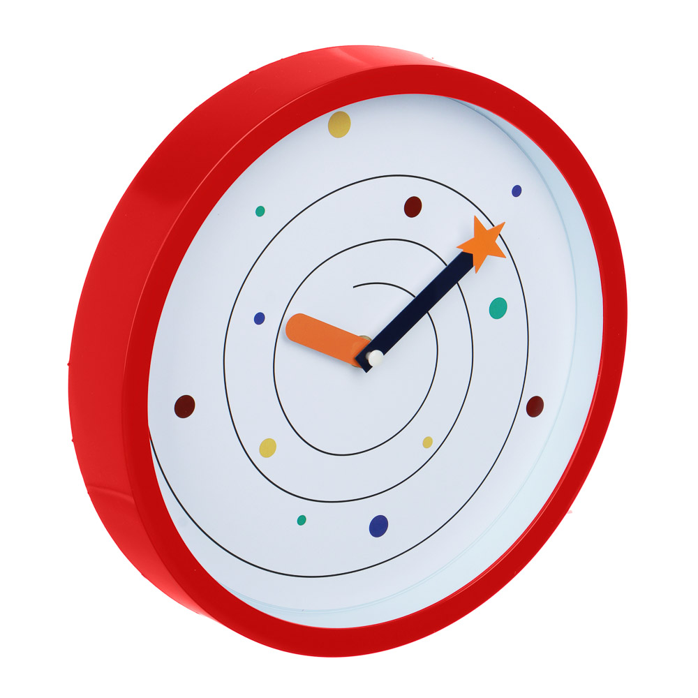 LADECOR CHRONO Часы настенные круглые, пластик, 25,4х25,4х4,2 см, 1xАА, красные, арт.2-18, арт.№ 581-249