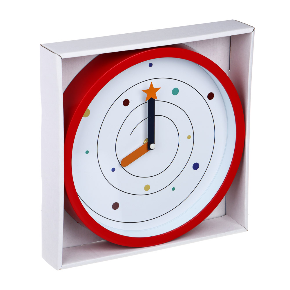LADECOR CHRONO Часы настенные круглые, пластик, 25,4х25,4х4,2 см, 1xАА, красные, арт.2-18, арт.№ 581-249