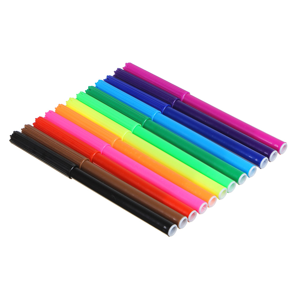 Свит Китти / Фланкер Фломастеры 12 цветов с цветным вентилируемым колпачком, в ПВХ пенале с подвесом, арт.№ 256-240