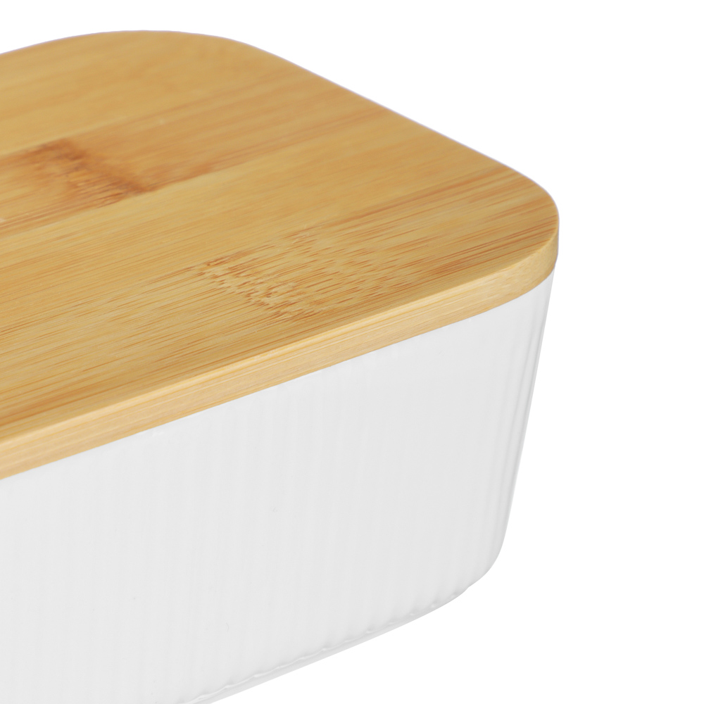Масленка тм MILLIMI, 14х10х6,1см, фарфор, бамбук, арт.№ 816-277