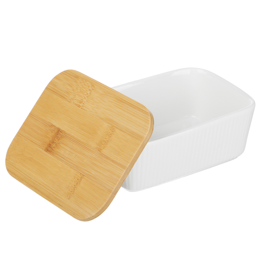 Масленка тм MILLIMI, 14х10х6,1см, фарфор, бамбук, арт.№ 816-277