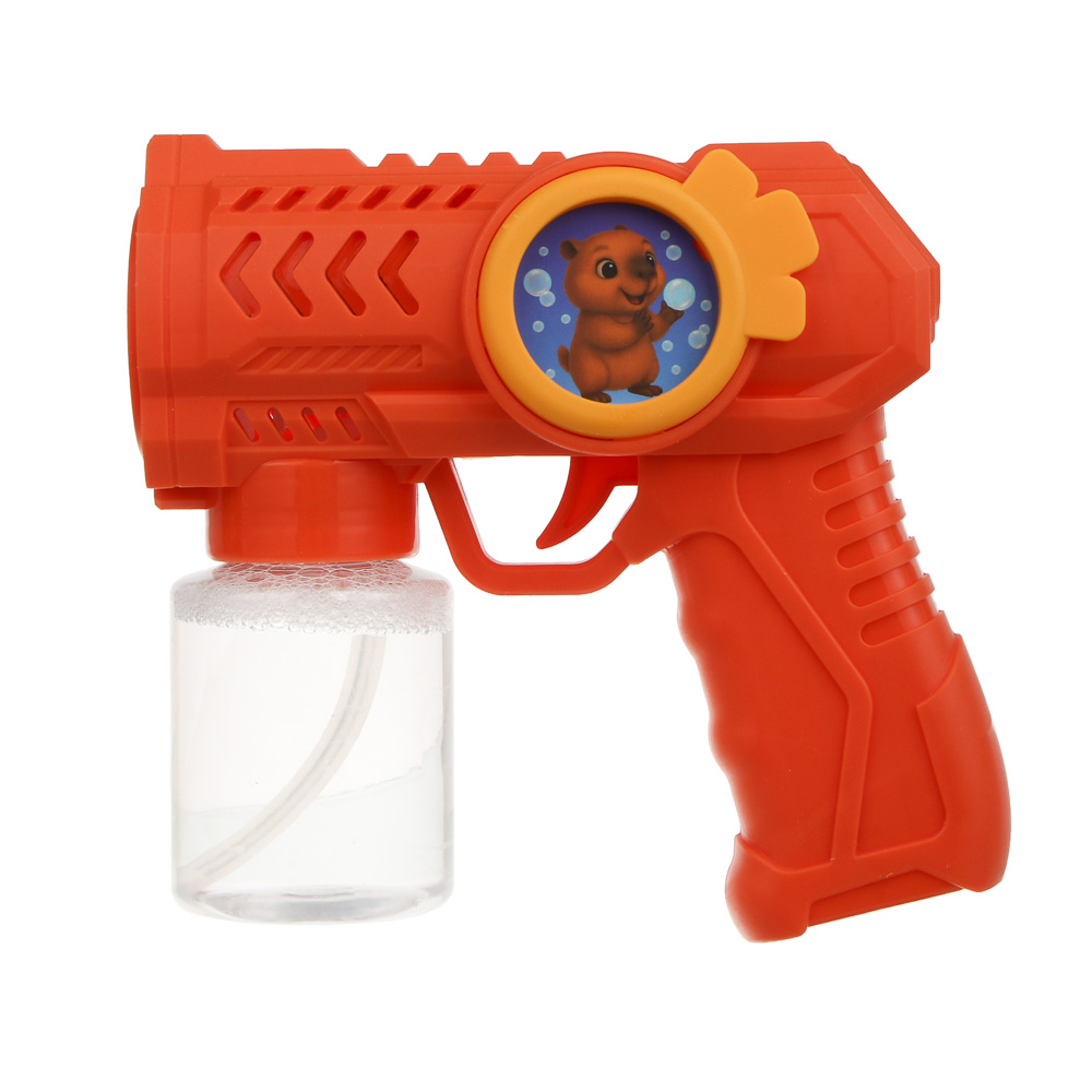 Пистолет для выдувания мыльных пузырей, ИГРОЛЕНД, PP, мыл. раствор 70 мл.,4хАА, арт.№ 460-046