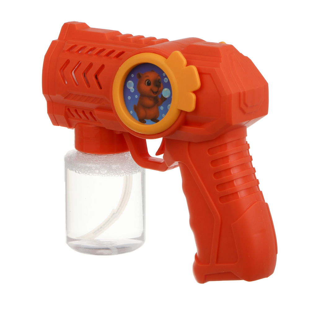 Пистолет для выдувания мыльных пузырей, ИГРОЛЕНД, PP, мыл. раствор 70 мл.,4хАА, арт.№ 460-046