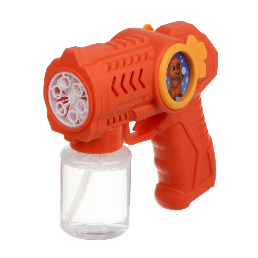 Пистолет для выдувания мыльных пузырей, ИГРОЛЕНД, PP, мыл. раствор 70 мл.,4хАА, арт.№ 460-046