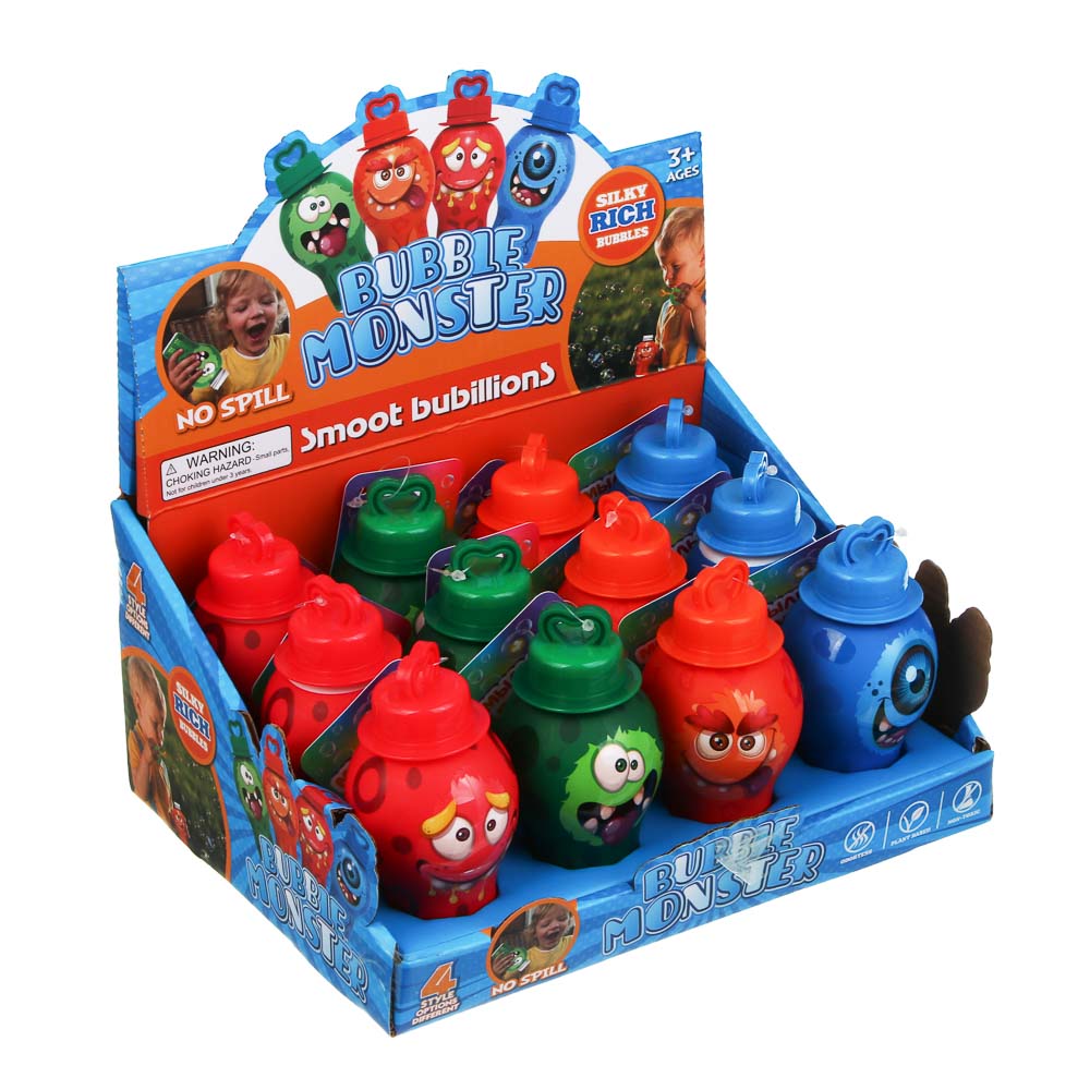 Мыльные пузыри непроливайка, "Монстрики", PET, PP, TPR, мыл. раствор 30мл, арт.№ 460-048