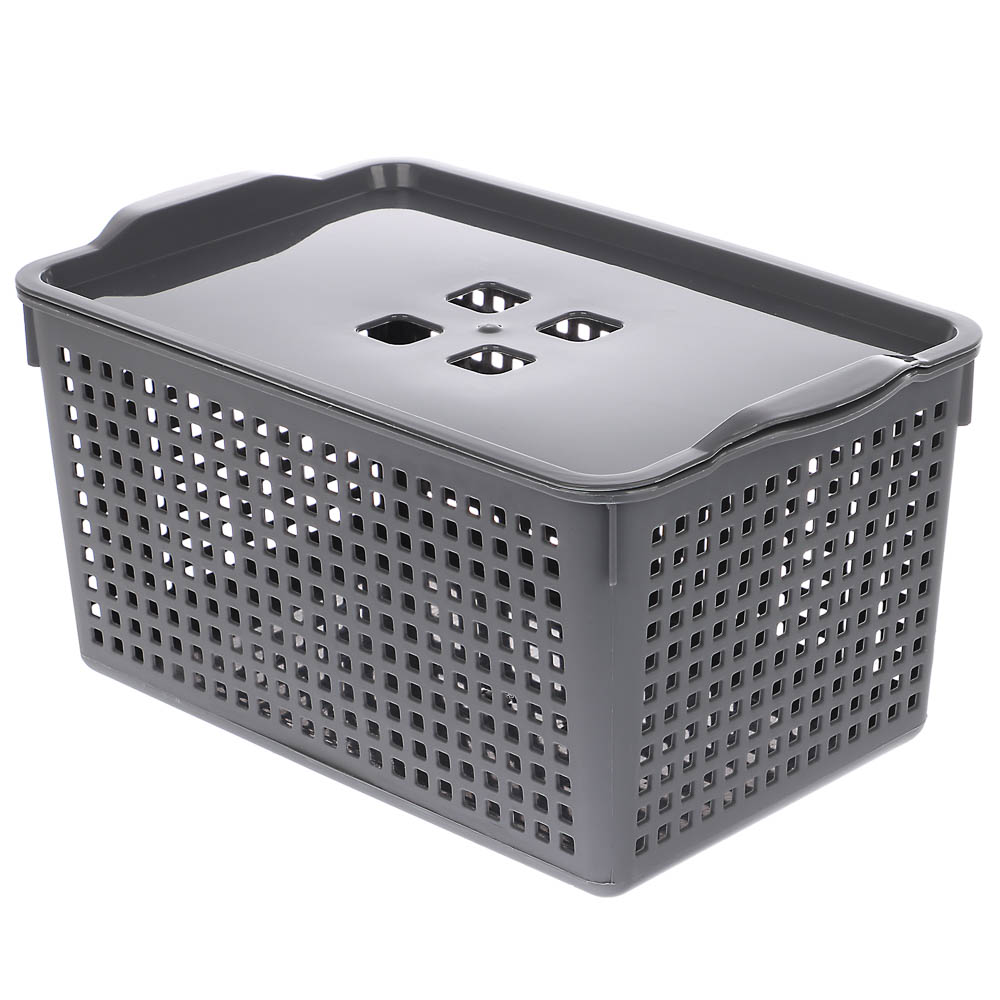 Корзинка Лофт 5,3л 295х185х145мм с крышкой белый, серый, арт.№ 457-853