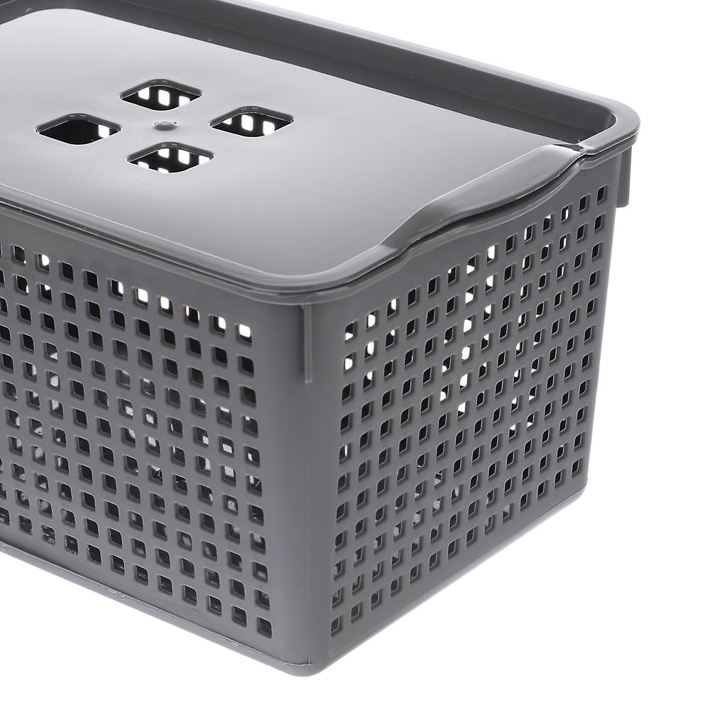 Корзинка Лофт 5,3л 295х185х145мм с крышкой белый, серый, арт.№ 457-853