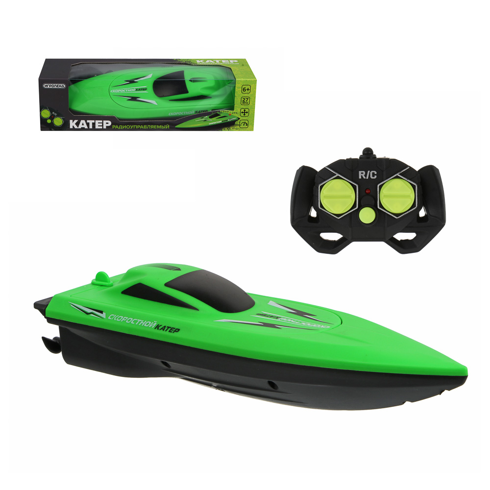 ИГРОЛЕНД Лодка на радиоуправлении, 27 МГц, 5АА, РР, 26x10x12см, 2 дизайна, арт.№ 293-018