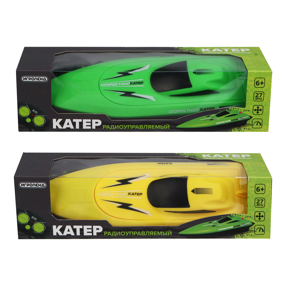 ИГРОЛЕНД Лодка на радиоуправлении, 27 МГц, 5АА, РР, 26x10x12см, 2 дизайна, арт.№ 293-018