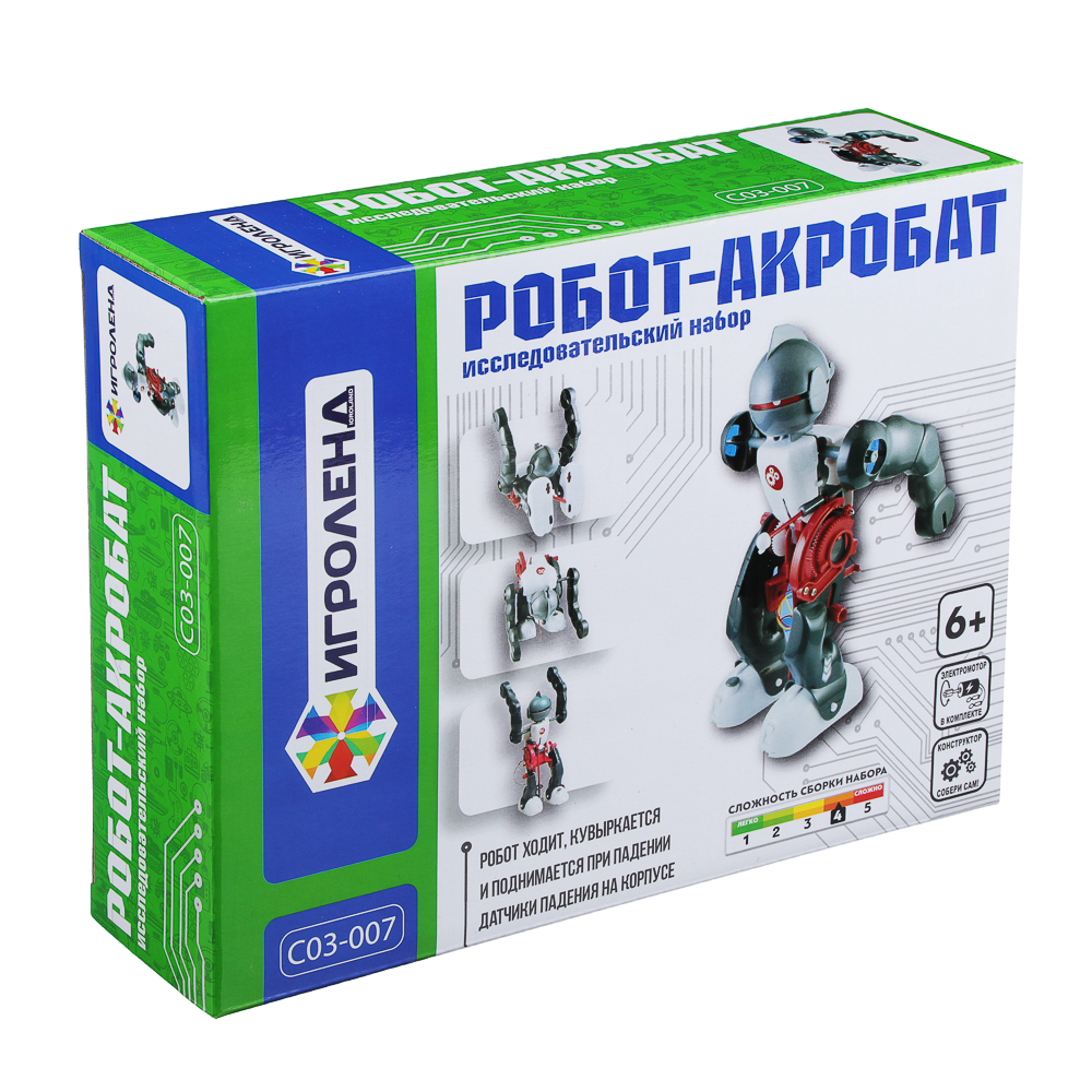 ИГРОЛЕНД Конструктор робототехника "Робот-Акробат", ABS, 25,3x19x6,5см, арт.№ C03-007