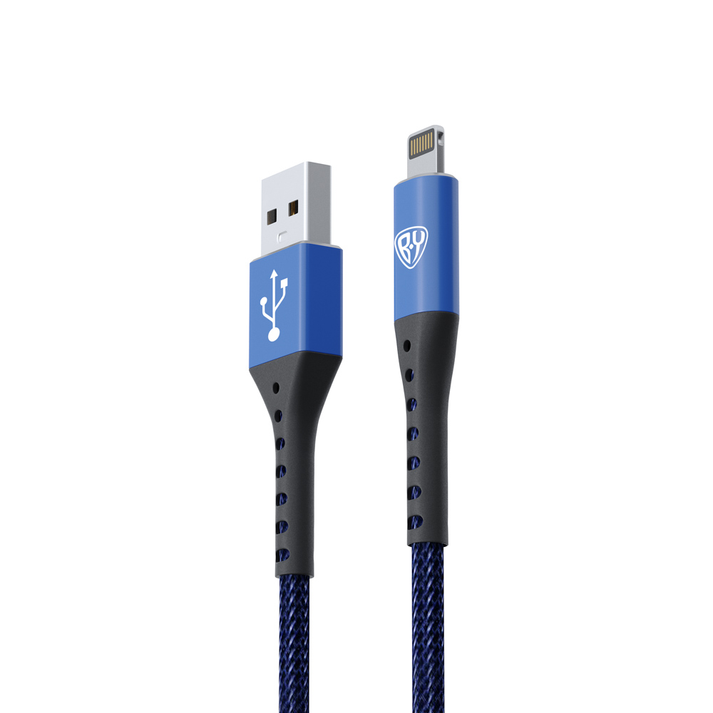 Кабель для зарядки USB(A)-iP BY Адреналин, 1м, 2.4А, Быстрая зарядка, синий, арт.№ 931-234