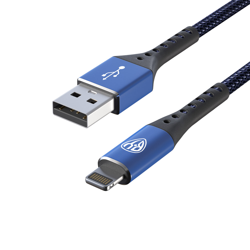 Кабель для зарядки USB(A)-iP BY Адреналин, 1м, 2.4А, Быстрая зарядка, синий, арт.№ 931-234