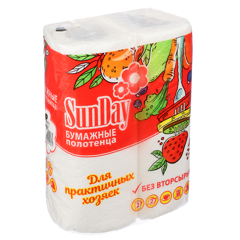 Полотенца бумажные Sunday, двухслойные, 2 рул., арт.№ 912-014