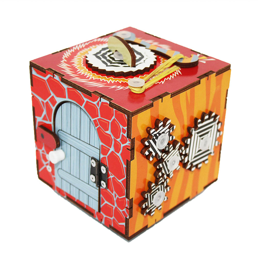 Куб Бизиборд "Раннее развитие", фанера, 10х10см, 2 дизайна, арт.№ 262-467