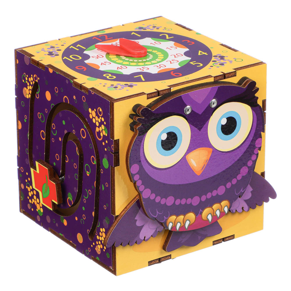 Куб Бизиборд "Раннее развитие", фанера, 10х10см, 2 дизайна, арт.№ 262-467