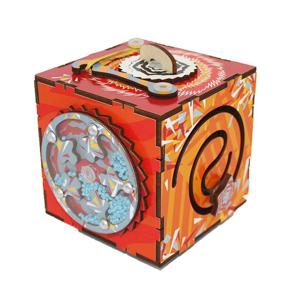 Куб Бизиборд "Раннее развитие", фанера, 10х10см, 2 дизайна, арт.№ 262-467