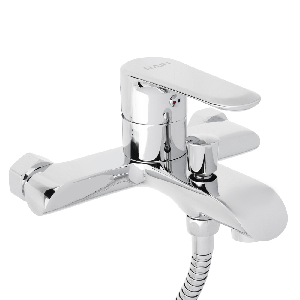 RAIN Смеситель для ванны Гранат, короткий излив, душ. набор, картридж 35мм, латунь, хром, арт.№ 561-317