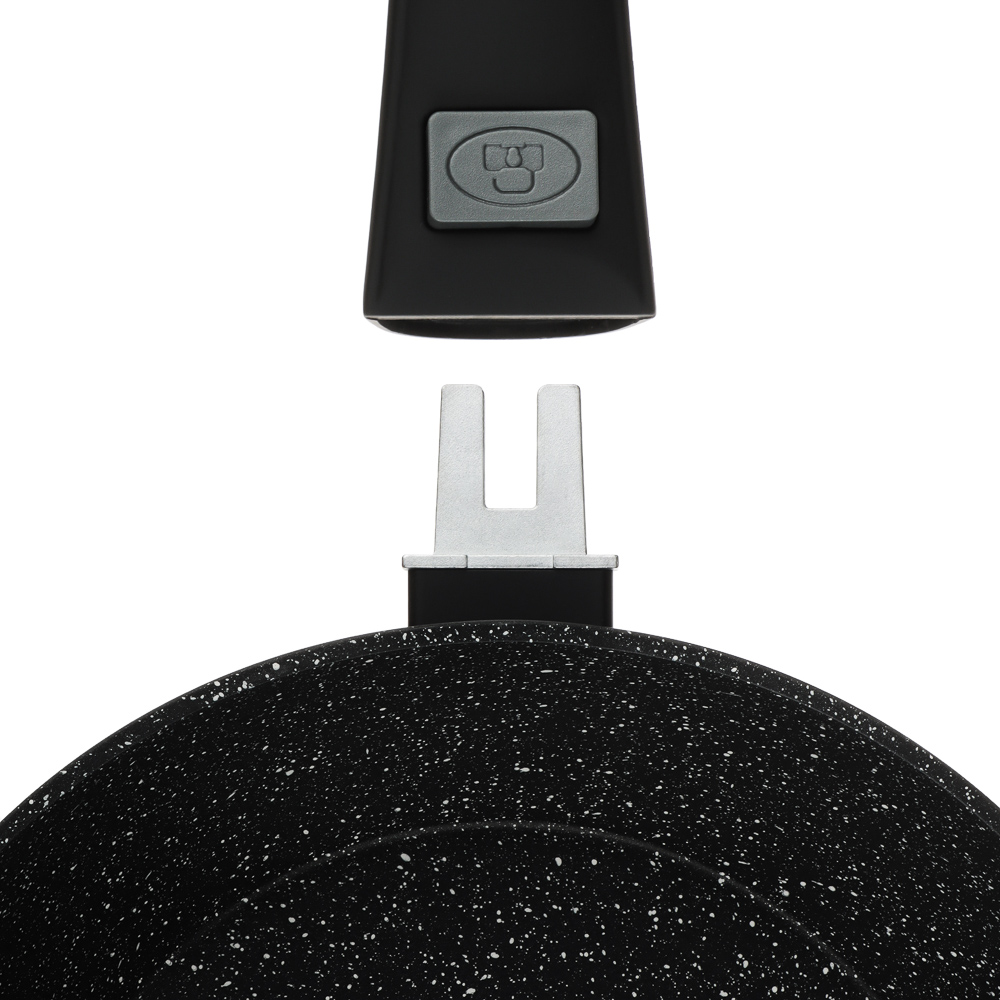 SATOSHI Оникс Сковорода глубокая литая d24см, антипригарное покрытие "мрамор", съемная ручка, индукц, арт.№ 846-317