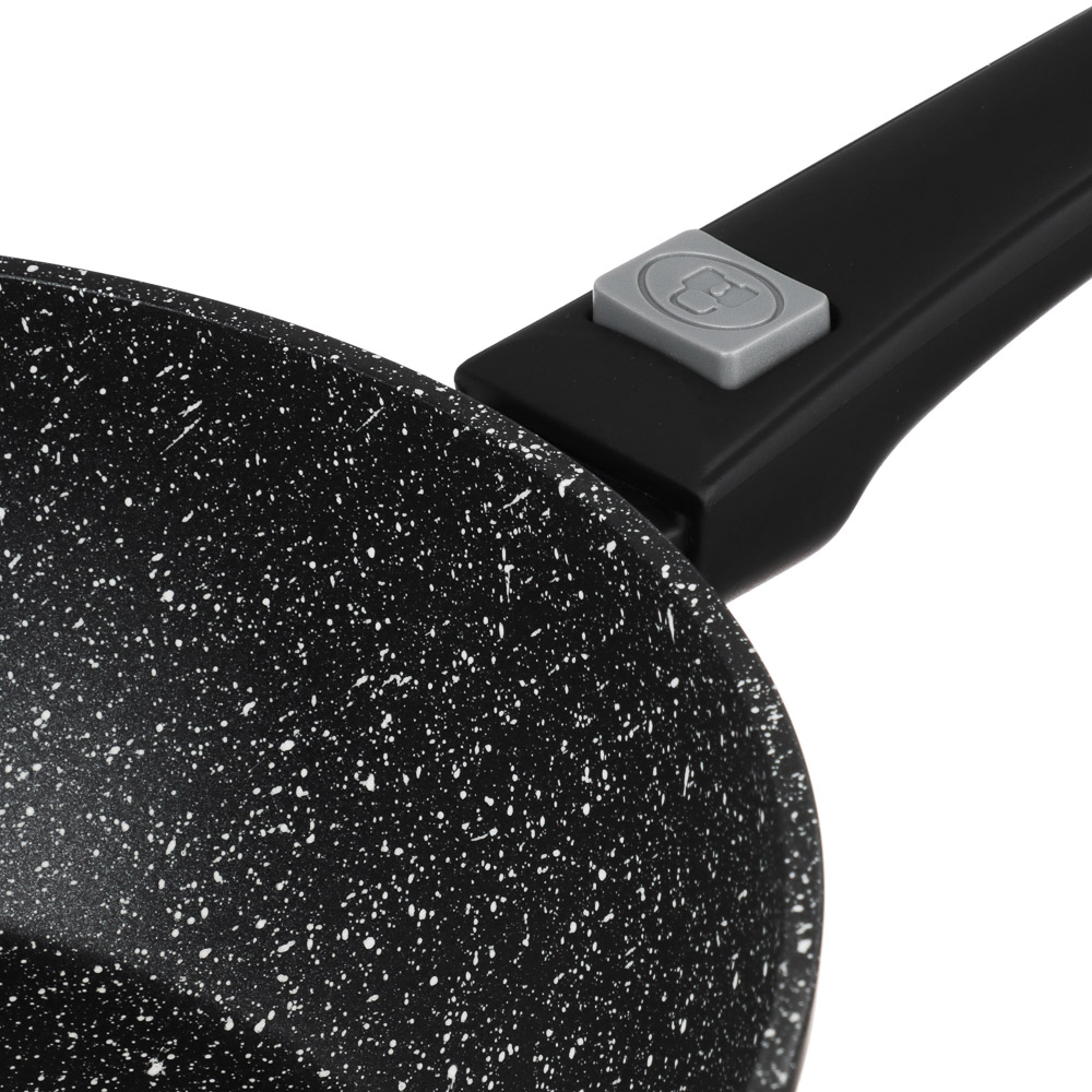 SATOSHI Оникс Сковорода глубокая литая d28см, антипригарное покрытие "мрамор", съемная ручка, индукц, арт.№ 846-319