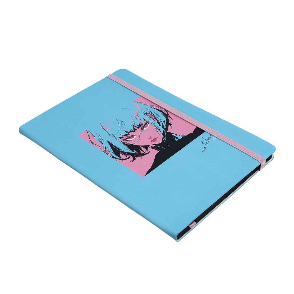 Бизнес-блокнот "АНИМЕ" А5, 192 страницы, гибкая обложка, искусственная кожа, цветной срез, резинка, 2 закладки, 3 дизайна, арт.№ 572-278