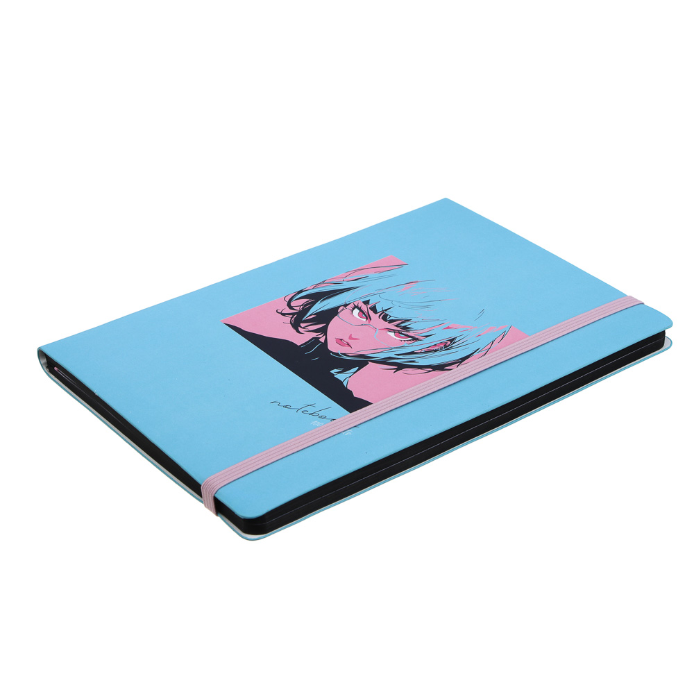 Бизнес-блокнот "АНИМЕ" А5, 192 страницы, гибкая обложка, искусственная кожа, цветной срез, резинка, 2 закладки, 3 дизайна, арт.№ 572-278