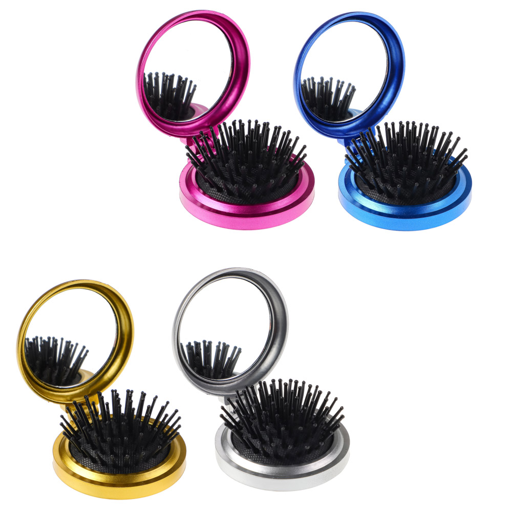 ЮНИLOOK Расческа складная с зеркалом Дорожная, пластик, 6,5см, 4 цвета, P-01, арт.№ 301-187