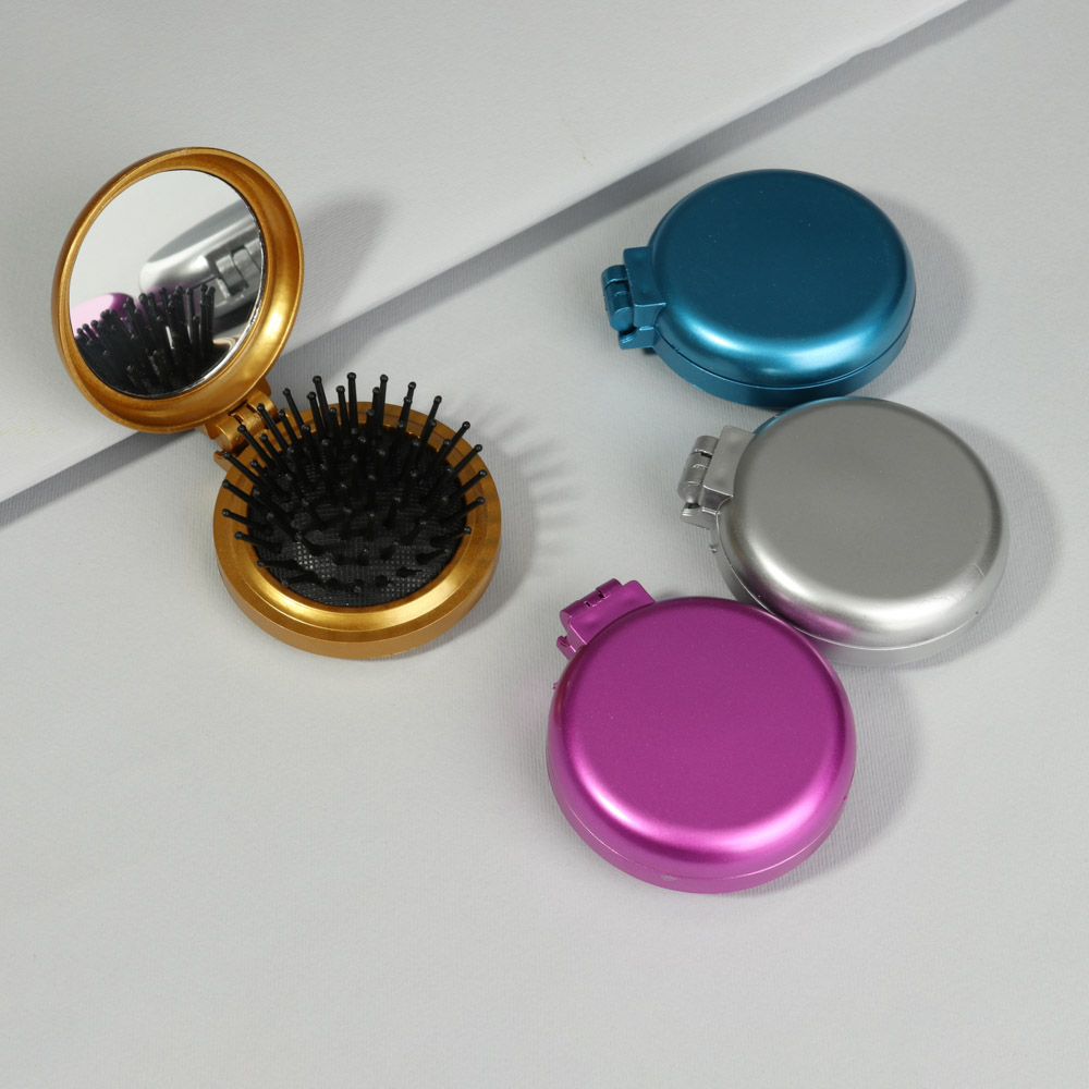 ЮНИLOOK Расческа складная с зеркалом Дорожная, пластик, 6,5см, 4 цвета, P-01, арт.№ 301-187
