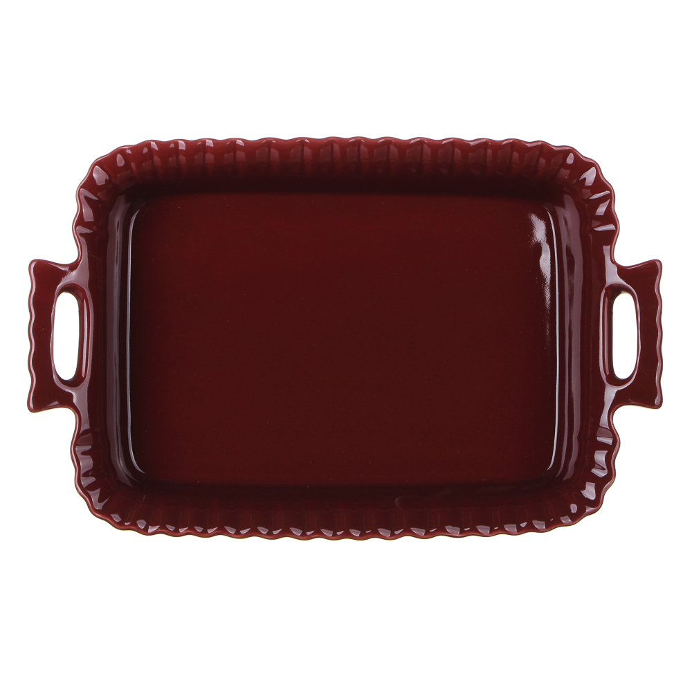 MILLIMI Форма для запекания и сервировки прямоугольная с ручками, керамика, 31х19х6см, бордо, арт.№ 826-319