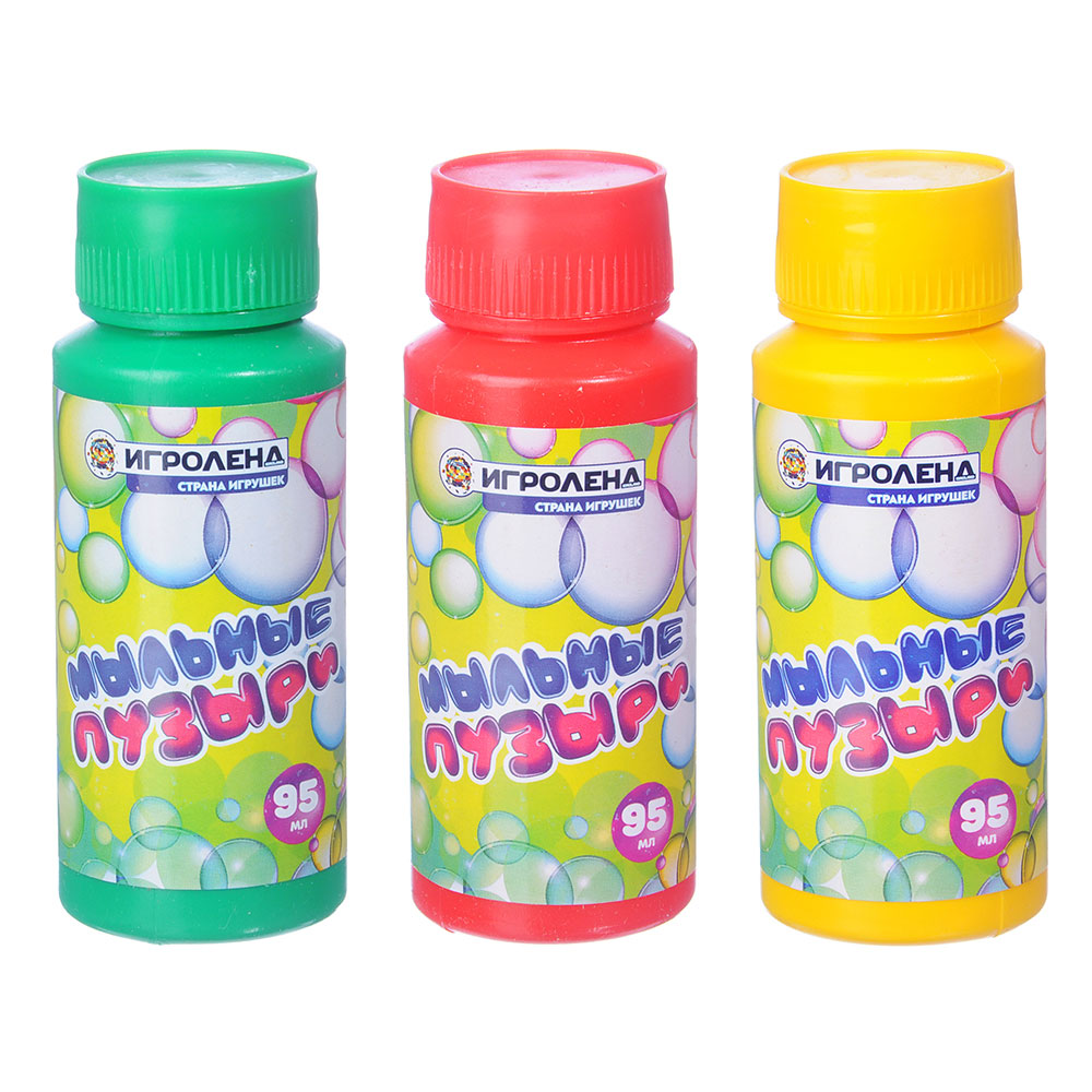 ИГРОЛЕНД Мыльные пузыри, 95мл, мыльный раствор, пластик, арт.№ 277-094