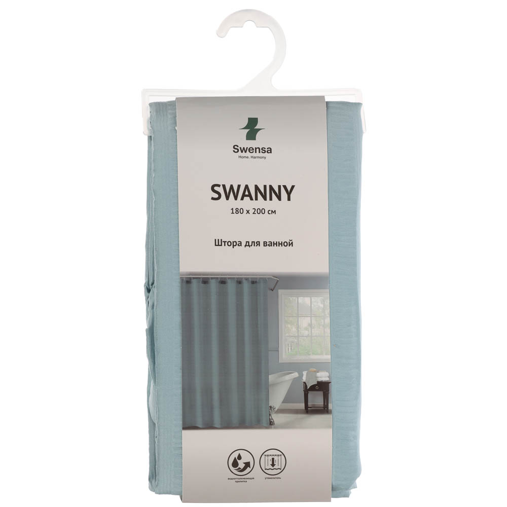 Штора для ванной 180х200см SWANNY AQUA4, бирюзовый, SWC-80-24-TRQ, арт.№ 461-669