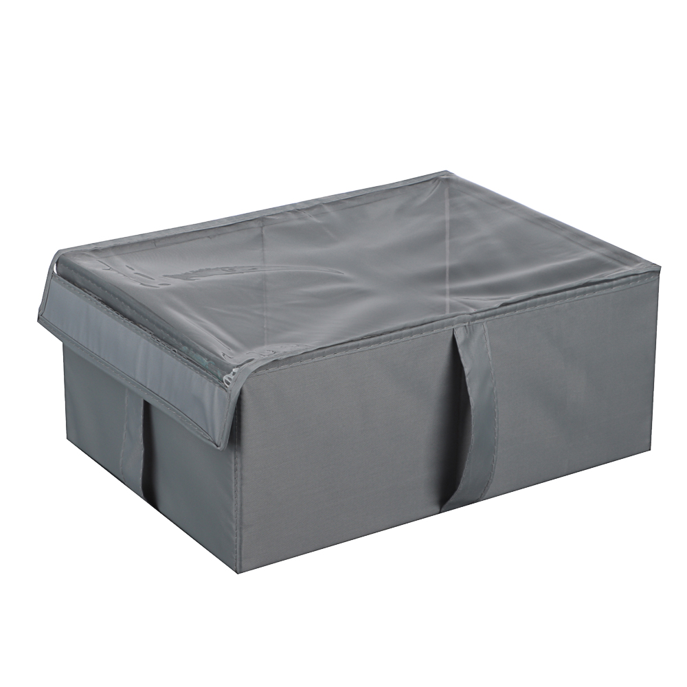 VETTA Короб с крышкой, с прозрачным окном, 25х35х15см, Швеция, полиэстер, серый, арт.№ 457-706