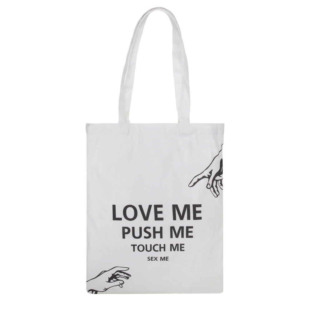 Сумка-шоппер, 38x42см, "Люби меня", внутренний карман, длинные ручки 58 см, полиэстер под ткань, арт.№ 090-080
